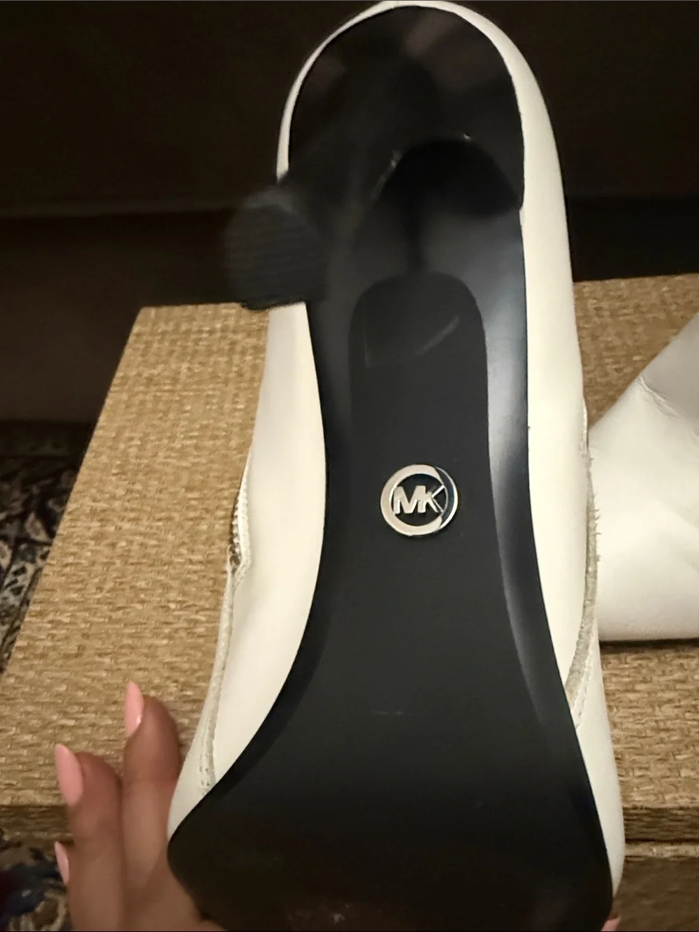 Michael Kors White Pointed Toe Side-Zip Ankle Booties